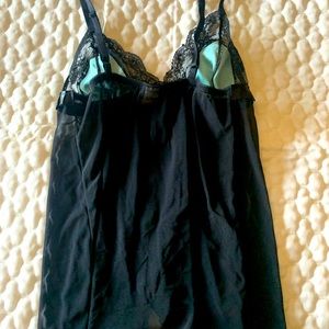 Very sexy black and turquoise lace camisole. Like new.